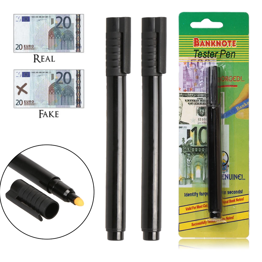 2pcs Money Checker Tester Pen Portable Mini Currency Detector Pen Lightweight Banknotes Tester Pen Graffiti for US Dollar Bill