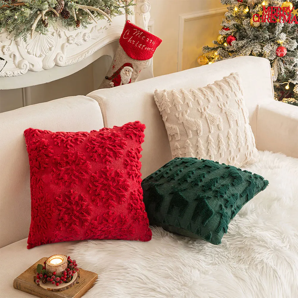 Christmas Pillow Covers Christmas Decor Soft Plush Pillowcase Couch Cushion Case Winter Holiday Decor For Home 45x45cm