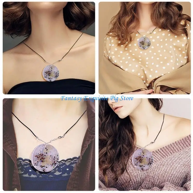 أقراط مستديرة من الراتنج قوالب مجوهرات راتنجات الايبوكسي لصنع الحرف اليدوية للقلادة، العلاج بالروائح، الحرف اليدوية على شكل #4