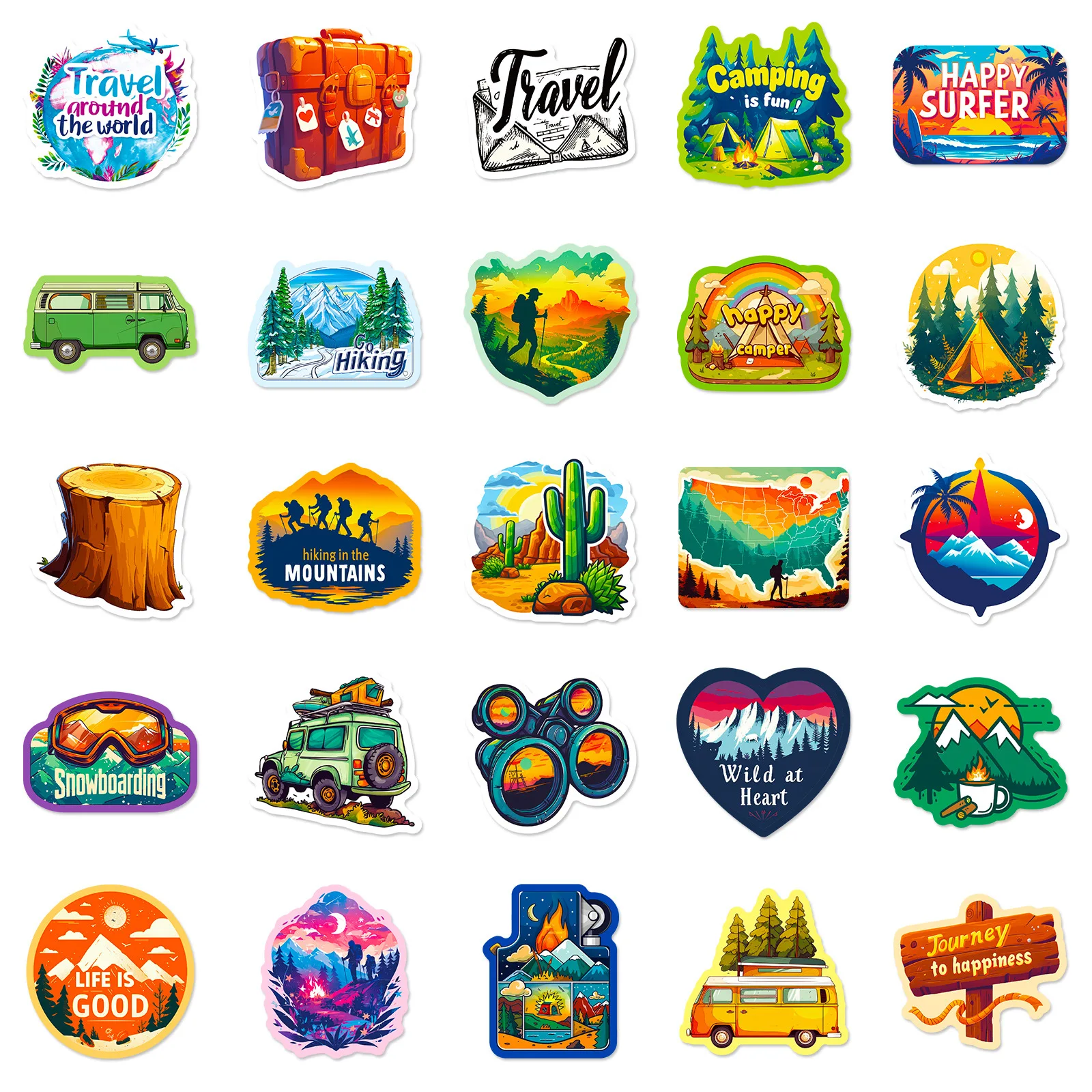 50pcs Outdoor Hiking Adventure Camping Camping Mountaineering Sports Graffiti Stickers