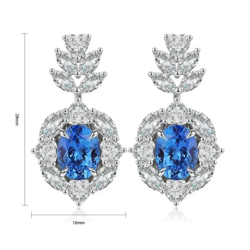 

RUIF 2024 S925 Silver Oval Shape 4.74ct Lab Grown Cobalt Spinel Earrings White Simulated Diamond CZ Gemstone for Women Jewelry