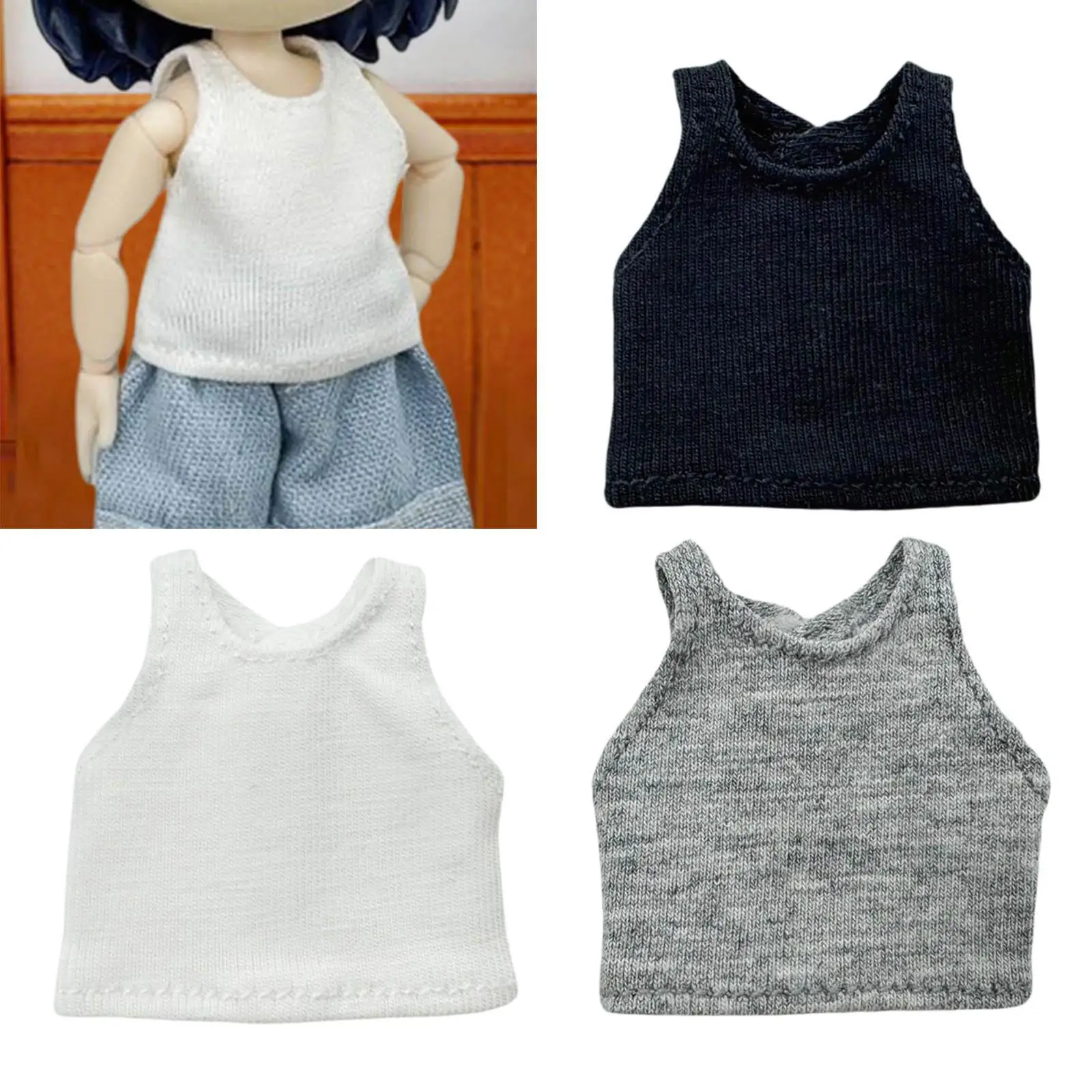 เสื้อกั๊กไหมพรมแบบไม่มีแขนสำหรับตุ๊กตา BJD ขนาด 1/12 ชุดแต่งตัวสำหรับเด็ก ของขวัญวันเกิด DIY คอสเพลย์ สร้างตุ๊กตาของคุณเองสำหรับตุ๊กตาเจ้าหญิงขนาด 14 ซม.