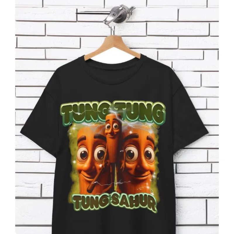 

Футболка Tung Tung Sahur, мусульманская идея подарка, забавный мем, вирус, вирус, футболка унисекс, рубашка-мем, Brainrot Italia Fashion