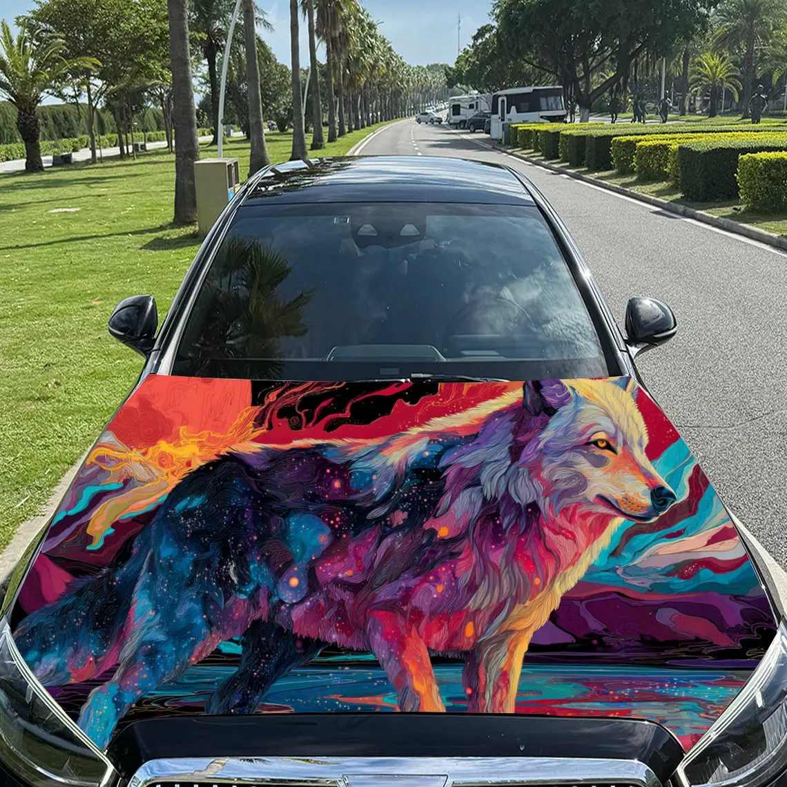 

Яркие красочные наклейки на капот автомобиля с животными — самоклеящаяся, водонепроницаемая и прочная виниловая пленка, украшение и защита вашего автомобиля, подходит