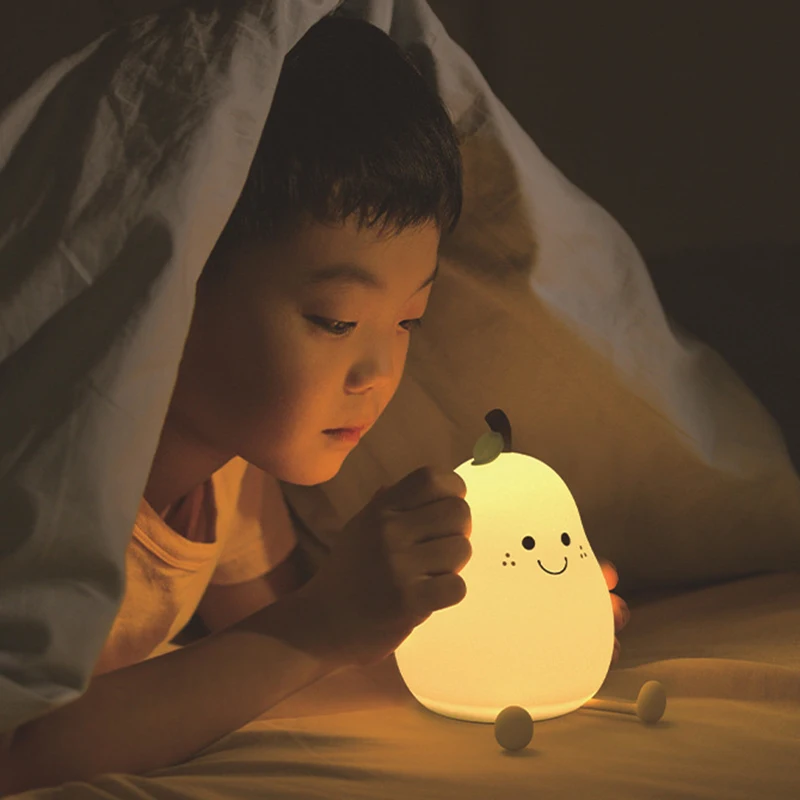 Night Light Pear-shaped Fruit Night Light Colorful Light Color Automatic Shut-off at 30 or 60 Minutes Timing for Children's Bed