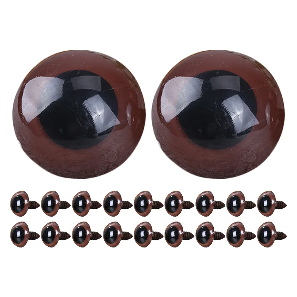 

20pcs Brown Bear Eyes 30mm Safety Stuffed Animal Craft Plushie DIY Eyeballs Crochet Toys Halloween Accessories