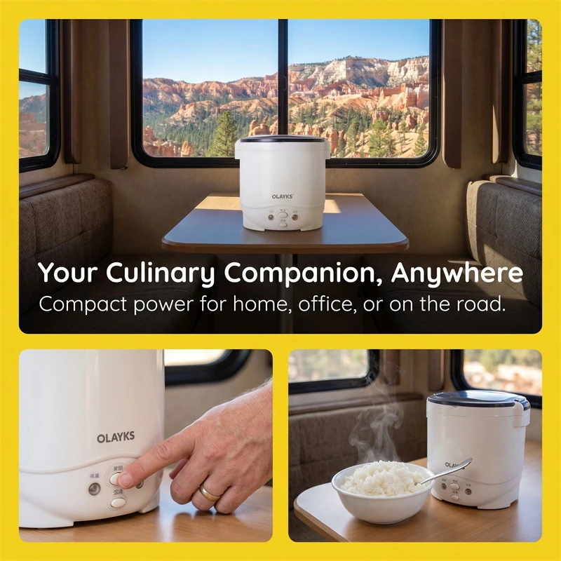 

1-2 Person Electric Mini Rice Cooker Portable Multi-Cooker Household for Dorm Office Travel Cooking Soup Use