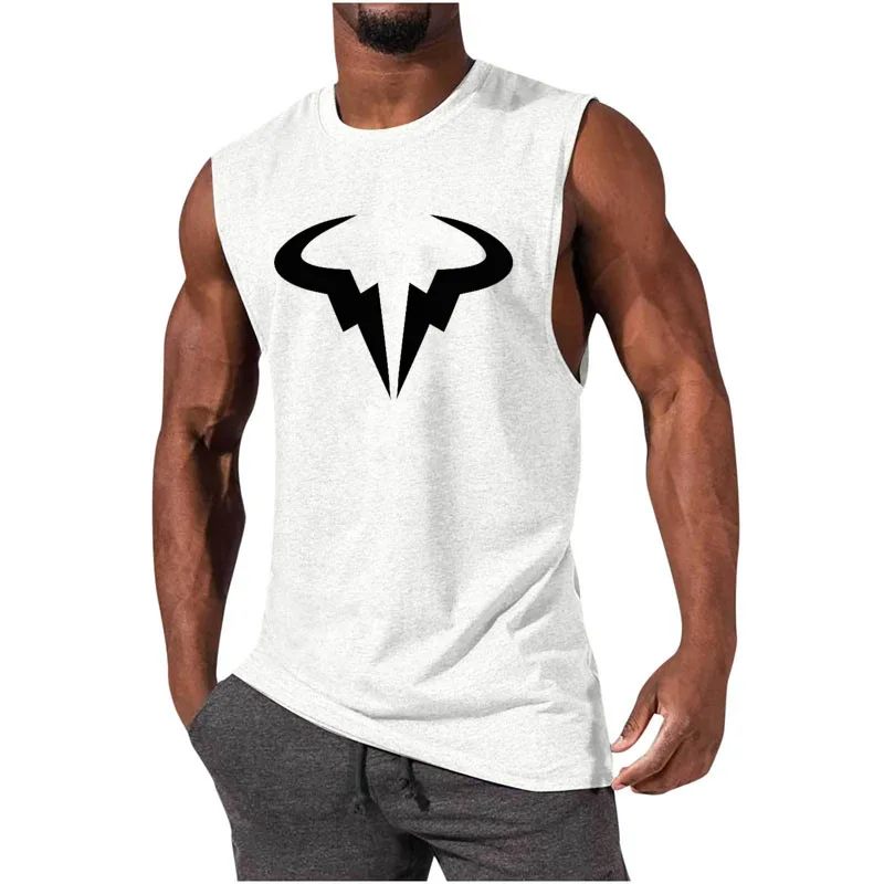 Camiseta de gimnasio para hombre, camiseta de manga corta con estampado de Rafael Nadal, ropa cómoda de verano para hombre, chaleco de ejercicio de línea muscular de color sólido para hombre