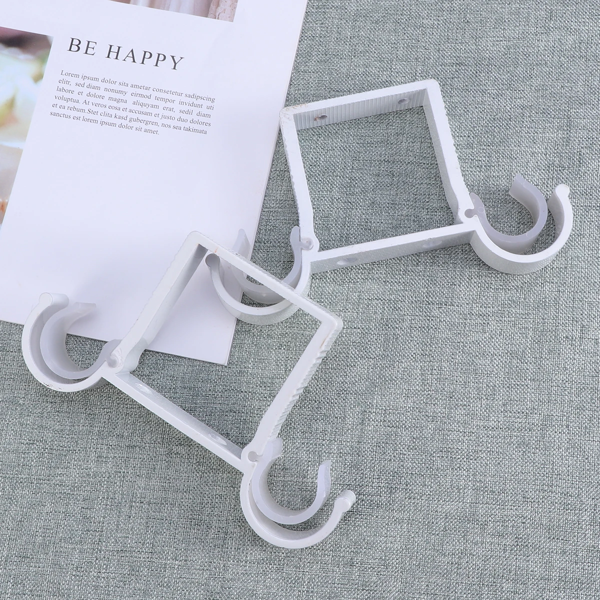 

2 PCS Aluminum Alloy Curtain Rod Bracket Decoration Double Hook Simple Mounting