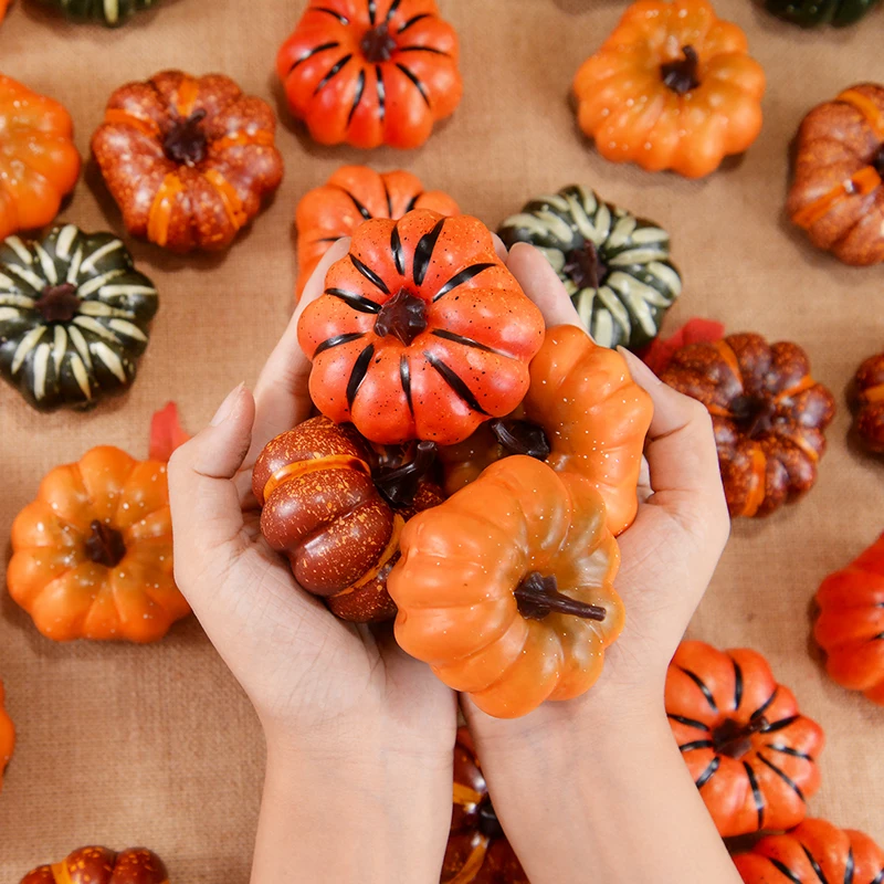 1Pc Mini Simulation Pumpkin Artificial Vegetable Halloween Autumn Decoration for Home Harvest Thanksgiving DIY Craft Supplies