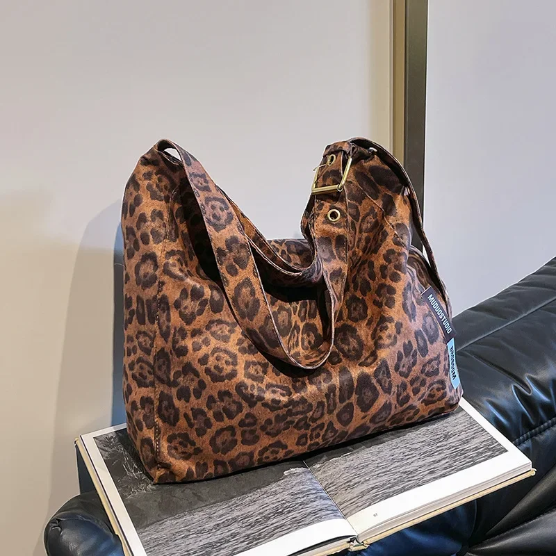 College style casual suede crossbody large capacity simple tote bag