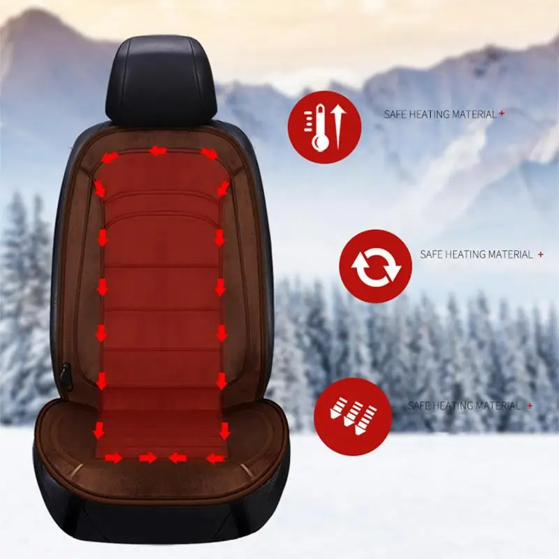 12V Heated Car Seat Cushion Cloth/Flannel Car Seat Heater Winter Warmer Seat Heating Cars Accessories Universal Heating Pads Set