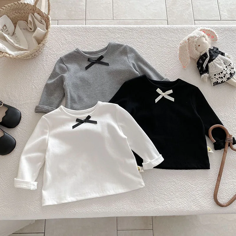 

MILANCEL Autumn Toddler Bottoming Shirt 0-3T Cute Bow Baby Undershirts Thin Korean Version Loose Infant Clothes Girls Tops