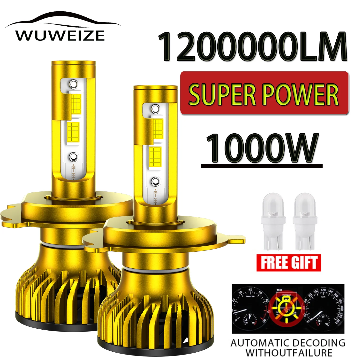 WUWEIZE Headlight Lamp Light for Vehicle High Power Canbus Project Led Car Headlight 12V 24V 36V 9005/HB3 9006/HB4 H1 H7 H4 H11