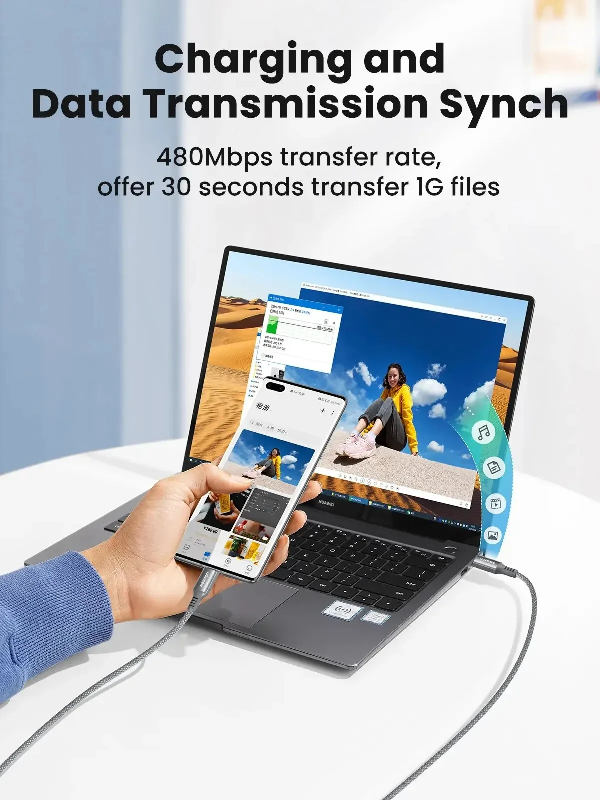 UGREEN 100 Вт USB C-кабель для быстрой зарядки для iPhone 15 Macbook Pro 22 Samsung 5A E-Marker Chip Кабель для быстрой зарядки USB типа C