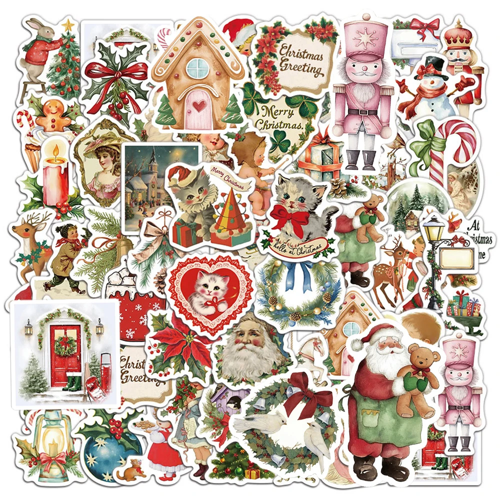 10/30/50PCS Cartoon Nette Romantische Weihnachten Aufkleber Retro DIY Sammelalbum Laptop Wasserdichte Ästhetische Dekoration Aufkleber Spielzeug