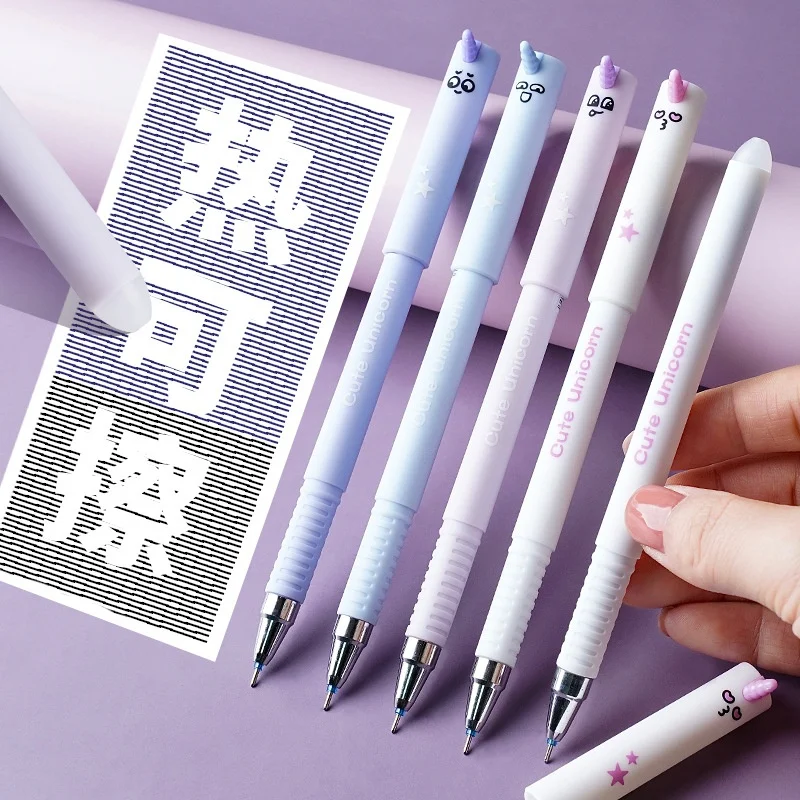 

24/48pcs Kawaii Unicorn Erasable Gel Pen Cute 0.5mm Black/Blue Ink Signature Pens Promotional Gift School Supplies