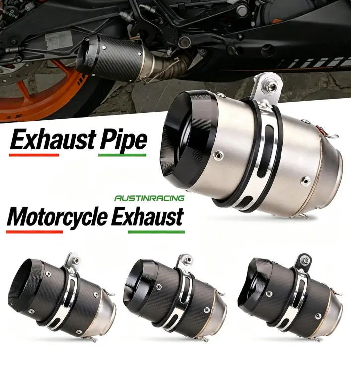 51/60mm Universal Motorcycle Exhaust Muffler Suitable for 300 400 800 1000 CB300R R3 R6 MT07 MT09 DUKE390 ZX6R S1000