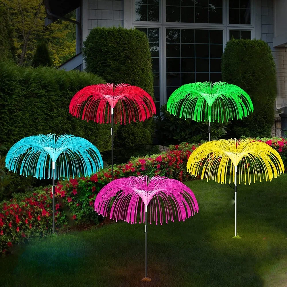 Luzes de jardim solar ao ar livre multicolorido solar medusa luzes 8 modos fibra luzes à prova dwaterproof água para a paisagem gramado quintal decoração