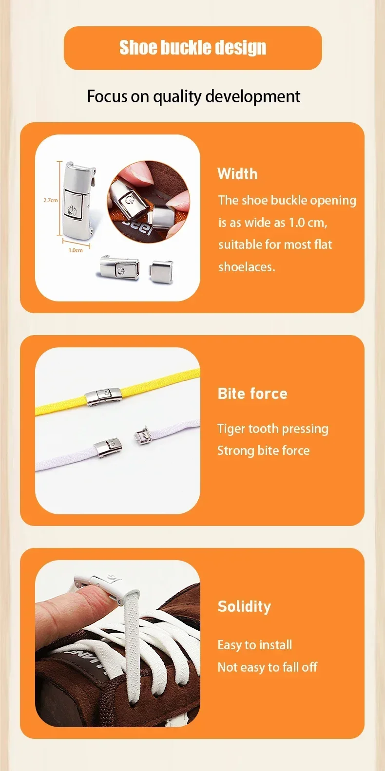 NEU 1 Paar/2 Paare Schnürsenkel ohne Binden, elastische flache Schnürsenkel mit Metall-Druckverschluss, bequeme Schnürsenkel ohne Knoten für Sneaker und Freizeitschuhe – Detail 4