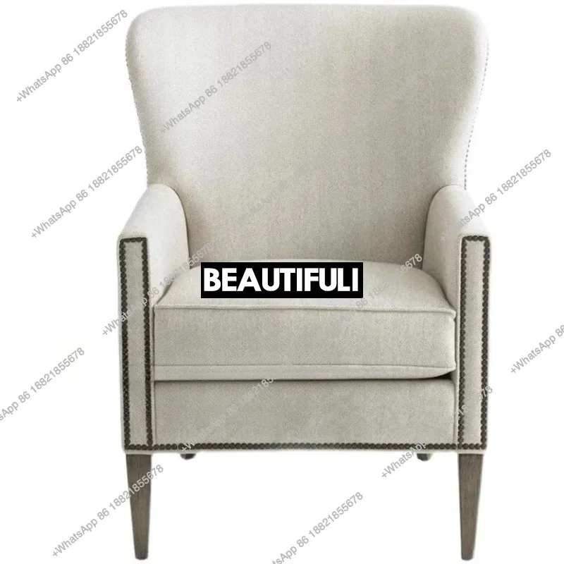 

American fabric sofa simple single chair Nordic art splicing thousand bird grid tiger chair
