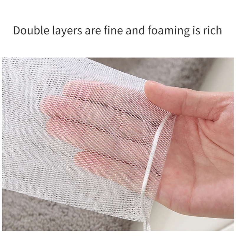 1pcs Foaming Net Soap Bag Foam Mesh Soaped Bath Soap Net Drawstring Bag Bathroom Soap Foaming Net Bubble Mesh Bag Cleaning Tools