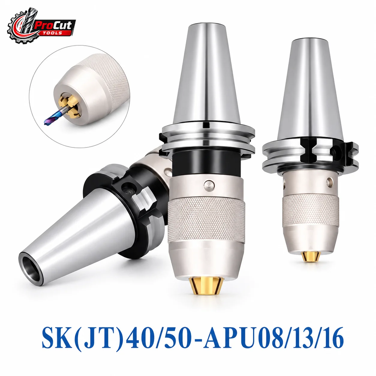 SK30 SK40 SK50 JT40 JT50 DIN69871 APU08 APU13 APU16 Self‑tightening Drill Chuck Tool Holder CNC Milling Bracket