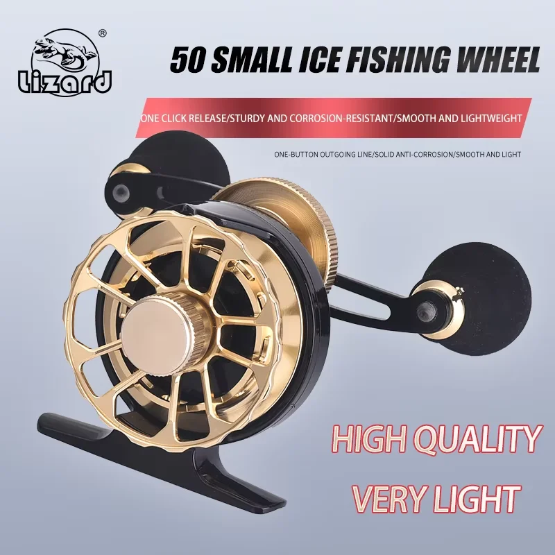 Lizard raft reel for salt water andfresh water with 2 + 1 Bearing and hollow metal spool Max Drag 5kg for ice fishing