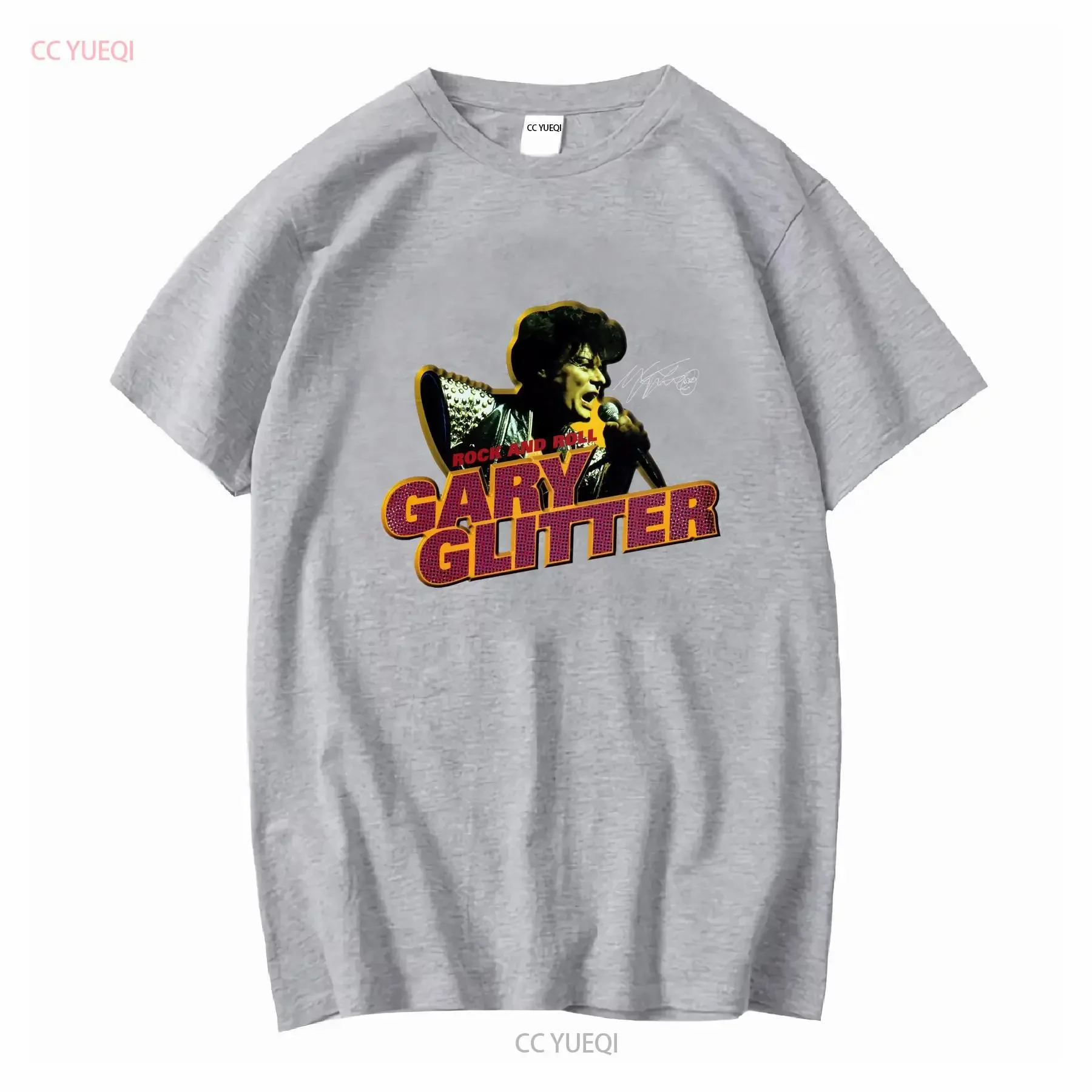 Rare Gary Glitter Rock Roll Signature Blue T Shirt S to 5XL Fans BE378 vintage Washed Soft streetwear Versatile Stretched - view 4