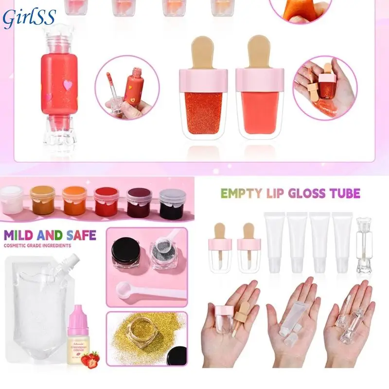 DIY-lipglosskit DIY-kit voor het maken lipgloss Hydraterende DIY-lipglazuur Lipgloss-make-uptool voor kinderen T4MB