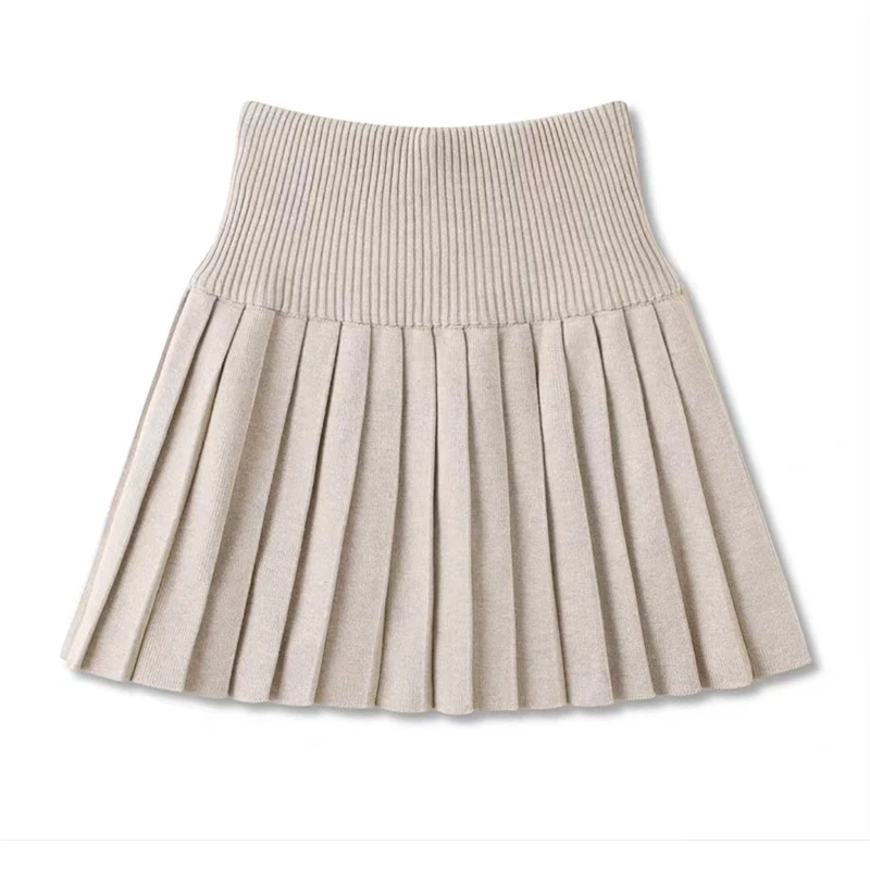 Autumn/Winter New Golf Women\'s Outdoor Sports Skirt Simple Elastic Waist A-line Short Skirt  Versatile Knitted Folded Skirt