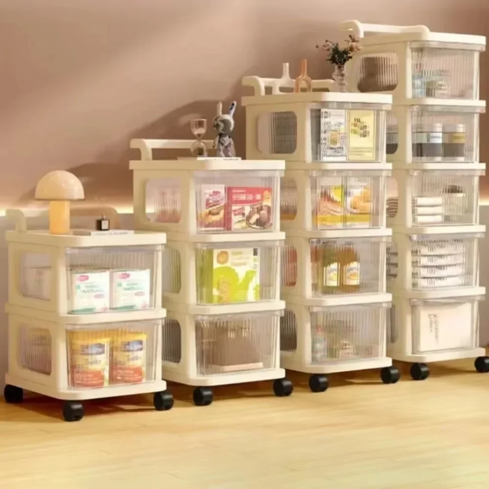 

Прозрачная тележка с выдвижным ящиком, многофункциональный акриловый органайзер для игрушек для закусок, многослойный простой ящик для тележки, полки для хранения