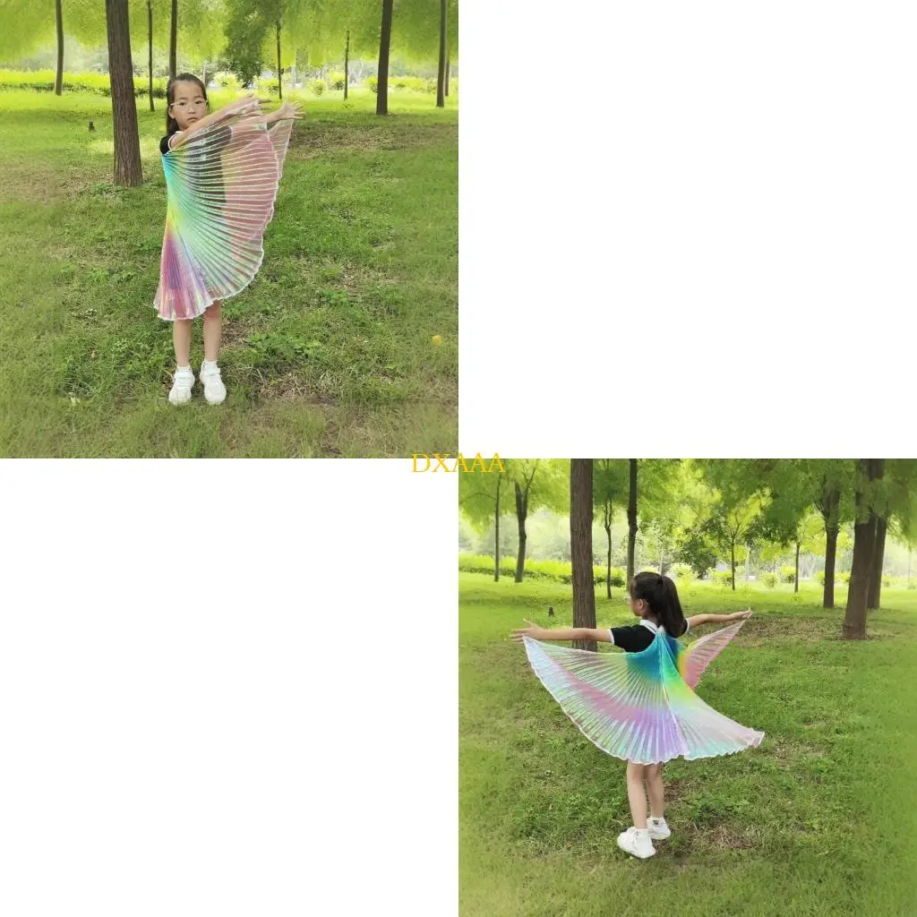 DXAA Rainbow Wing For Childrens Dressing Up Soft Polyester Cloak Theater Costume Photography Props Party Celebration
