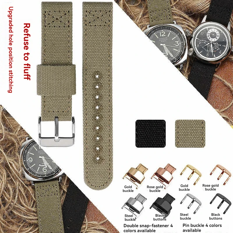 For Hamilton Khaki Field Seiko No. 5 thickened canvas strap, men's and women's nylon bracelet 18 20 22mm