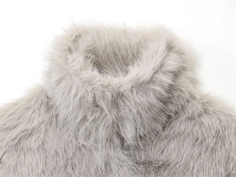herfst en winter nieuwe dames elegante kunstbont effect lange mouwen opstaande kraag korte bontjas