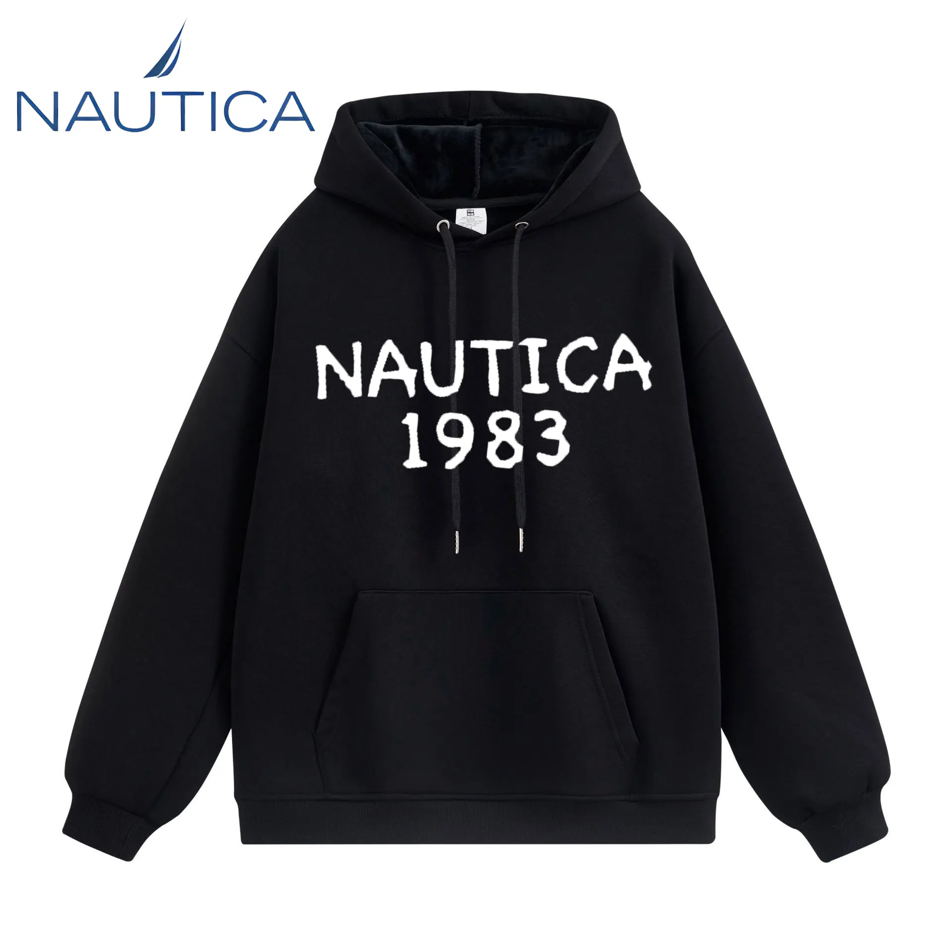 2026 Nautica New Cross border Foreign Trade Hot Selling Letter Printed 1983 Men's Armored Hoodie, Couple Cycling Hoodie