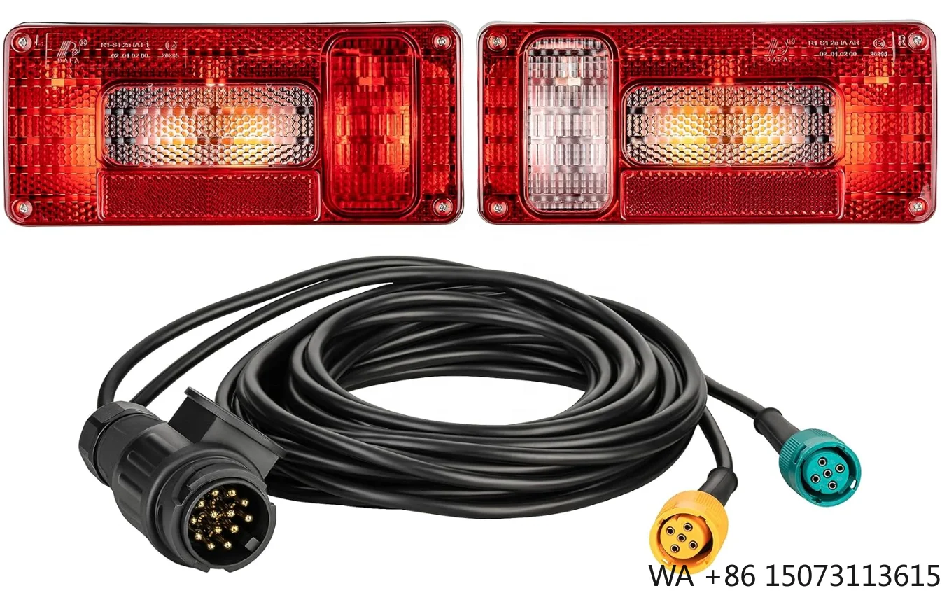 Trailer Tail Lights Set with 5m 13-Pin 12V Cable E-Certified