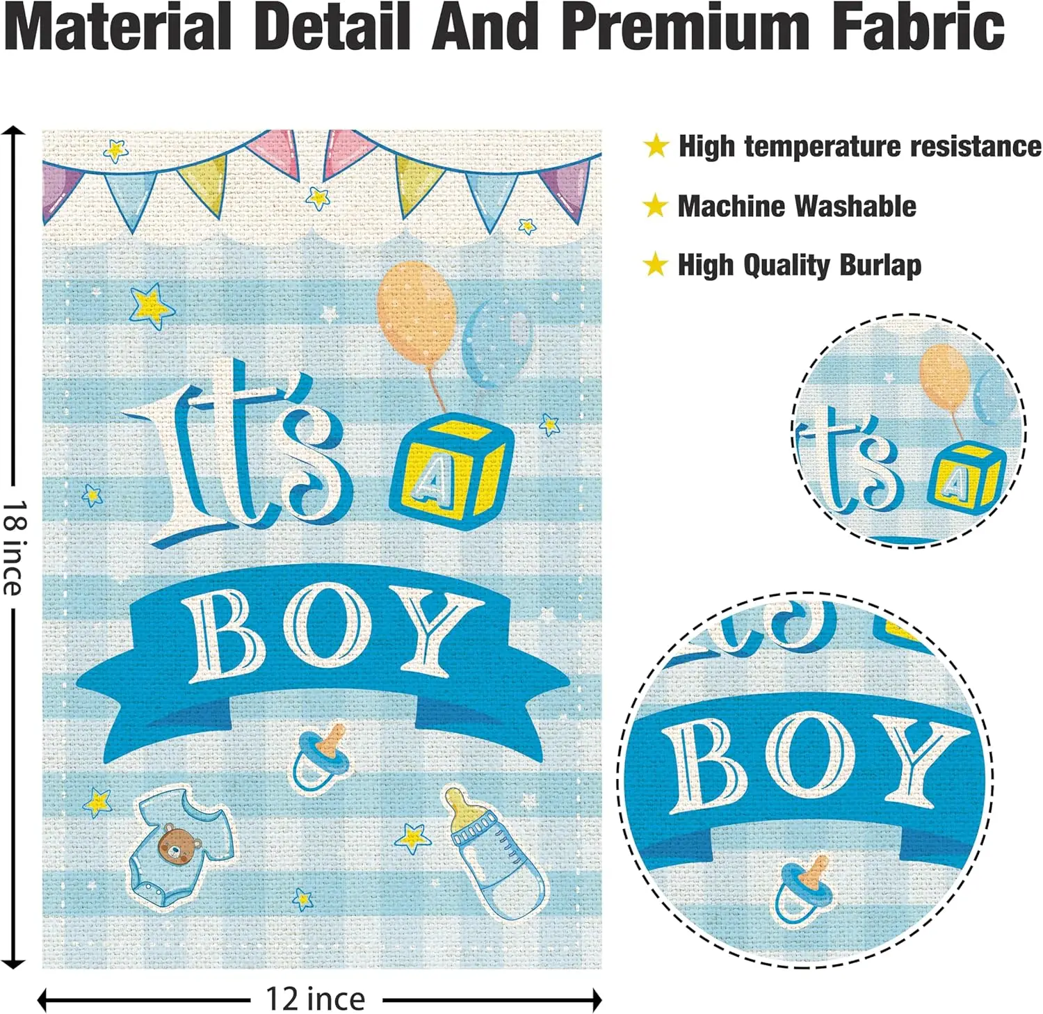 It;s A Boy Garden Flag,Welcome Baby Boy Sign - Birthday Party Decorations Garden Flag Happy Birthday Garden Flag Yard Decor,Burl