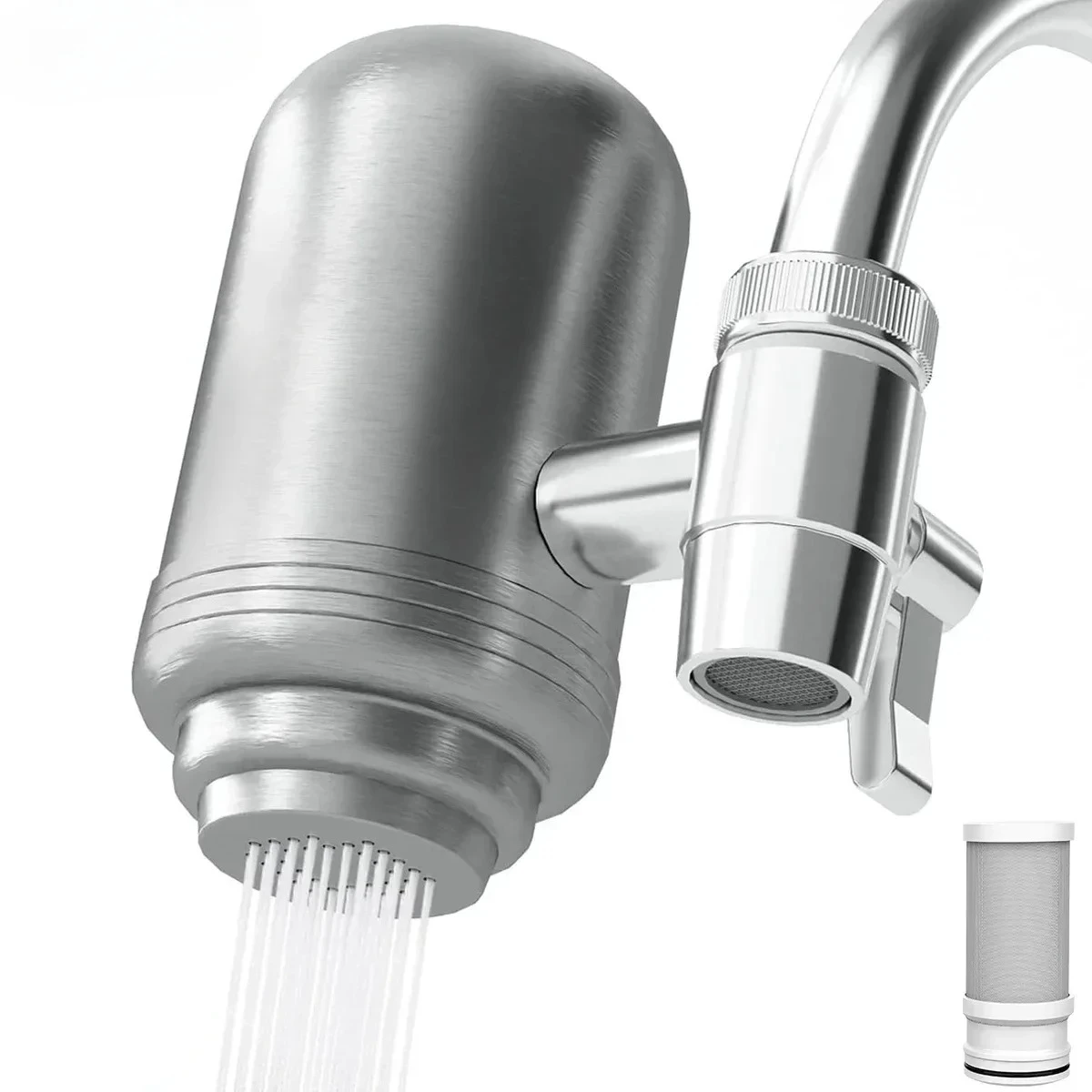 Stainless Steel Faucet Tap Water Filter Purifier System, NSF Certified Reduces Lead, Chlorine & Bad Taste Kitchen