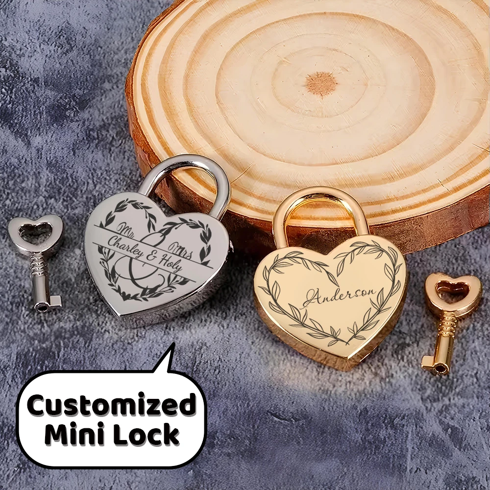 1PC NEW love with leaves Customized Name Engrave Padlock Love Padlock Wish Lock Wedding Keyed Padlocks Drawer Lock