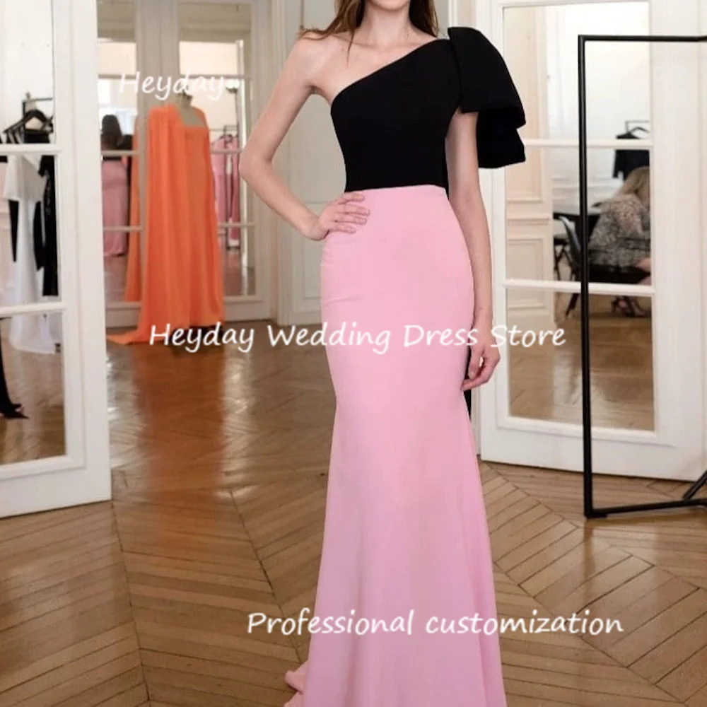 

Heyday Crepe Mermaid One Shoulder Dress Sweep Train Classics Draped Formal Occasion Evening Party Pretty Dresses Heyday 2024