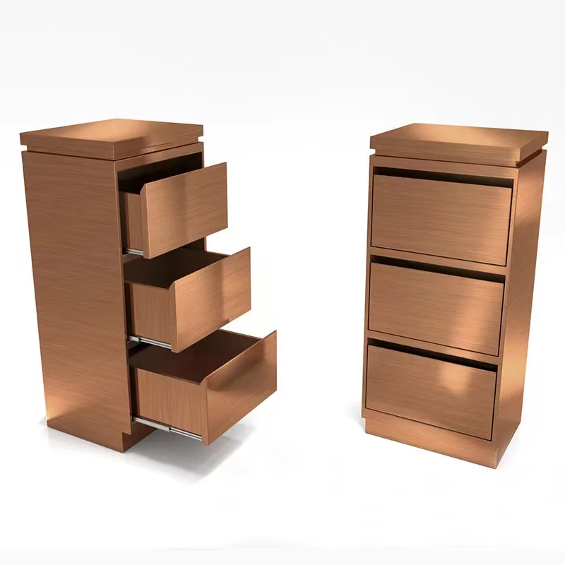 Wholesale Modern Barber Shop Salon Furniture Metal Gold 3-Layer Barber Trolley with Drawers