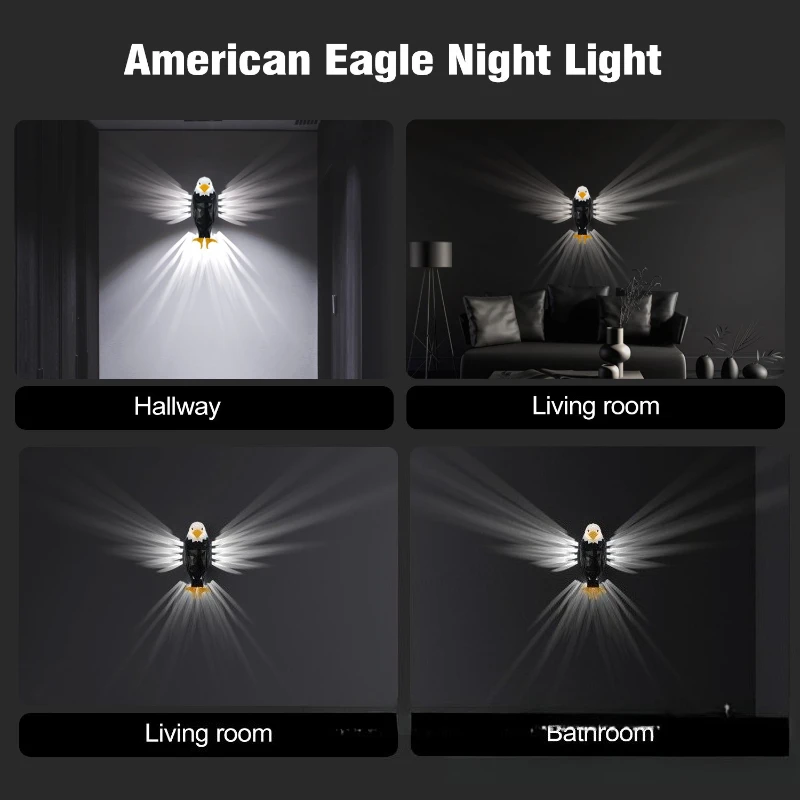 Black Eagle Wall Lamp Creative 3D Eagle Wall Light Modern Decorative Ambient Mood Lamp for Home Bar Restaurant Decoration