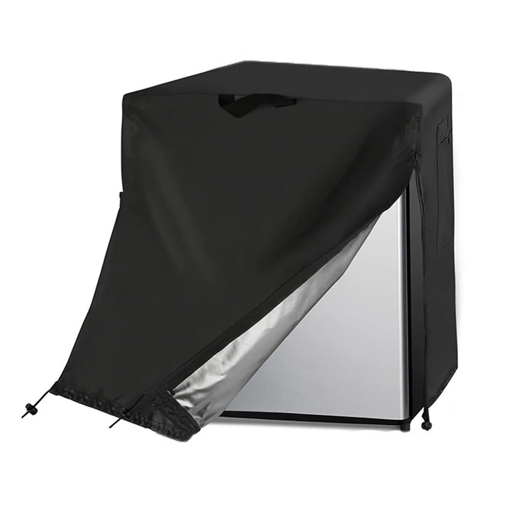 Oxford Fabric Refrigerator Cover for 12 Cubic for mini Compact Fridges with Waterproof Zipper and Side Storage Pockets