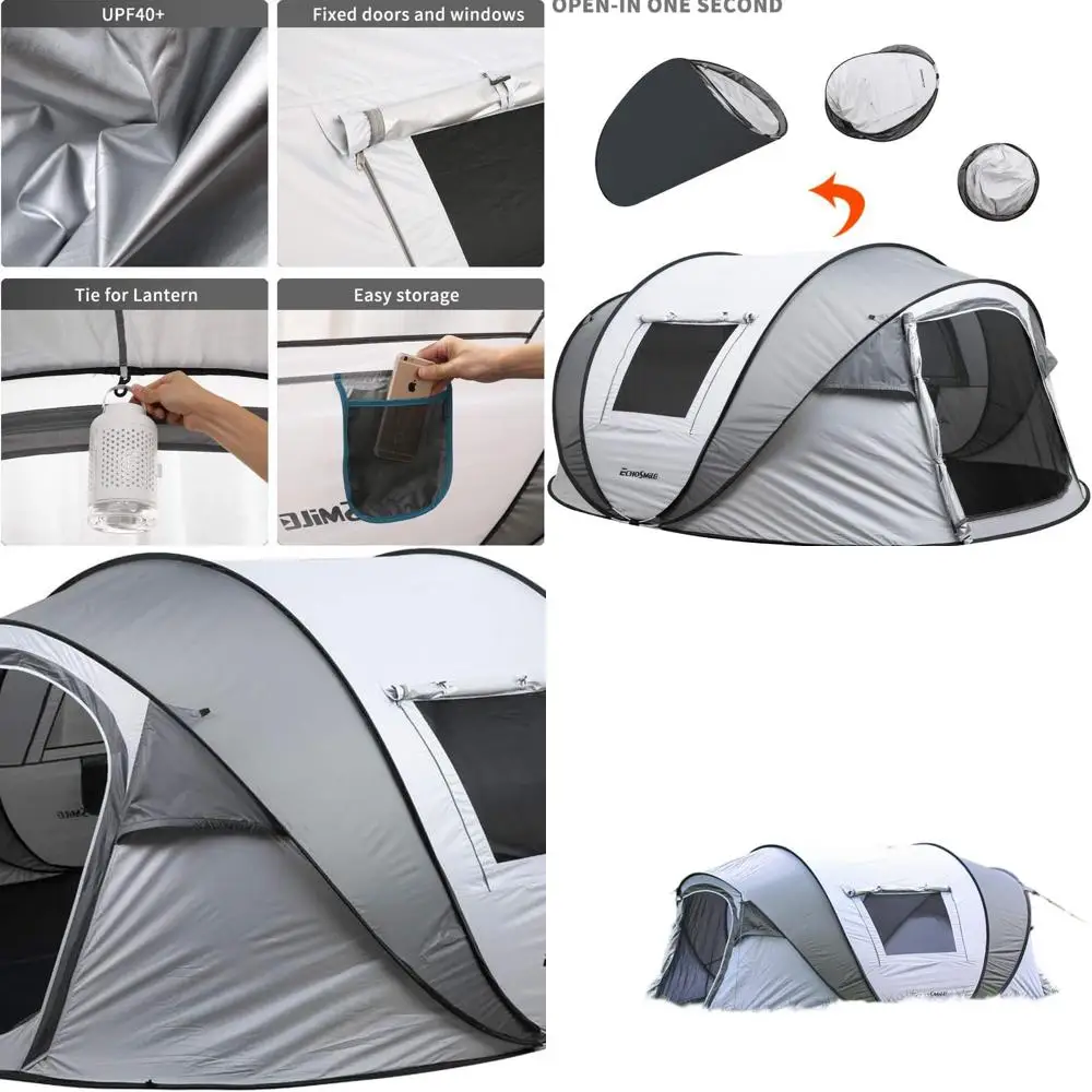 

Spacious 4-6 Person Pop-Up Tent - Easy Setup, Quality Materials, Great Ventilation, Ideal for Family Camping