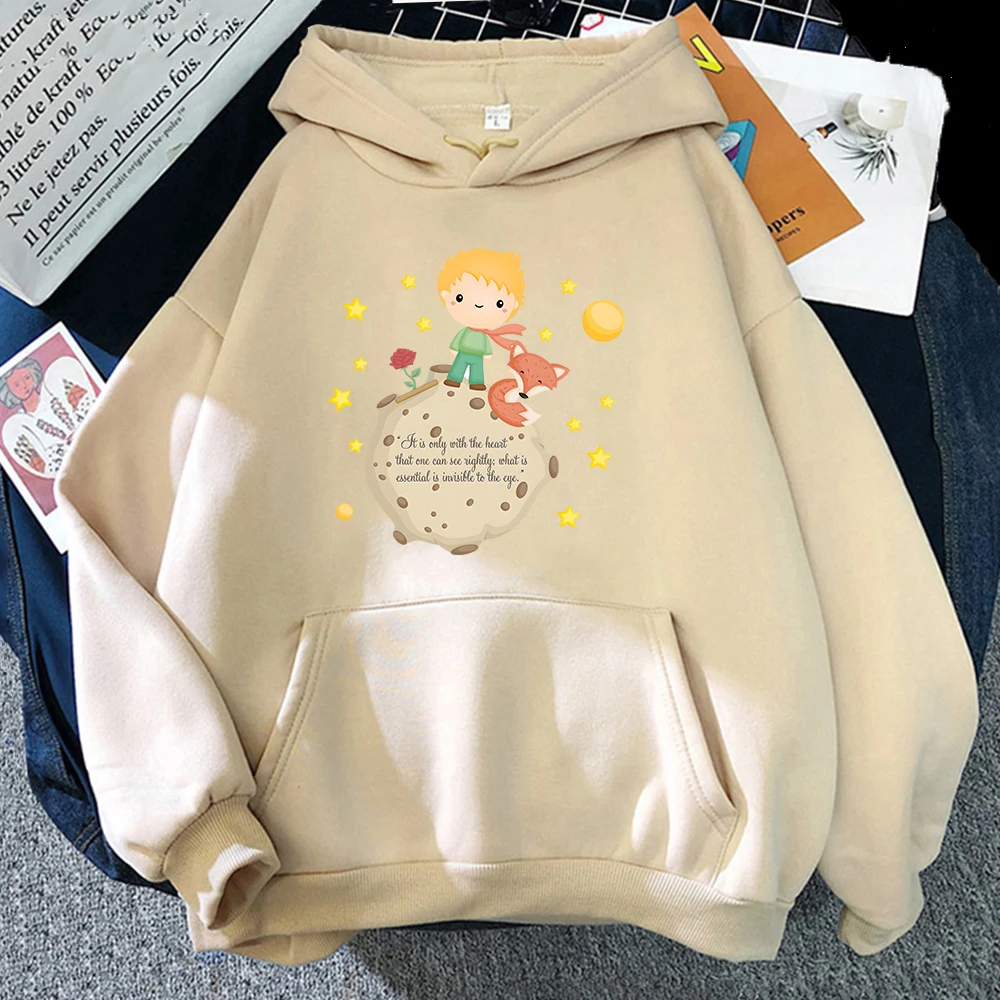 Little Prince And Fox Print Hooded Plus Size Hoodie Women Sweatshirts Harajuku Autumn Winter Warm Female Pullover Clothing