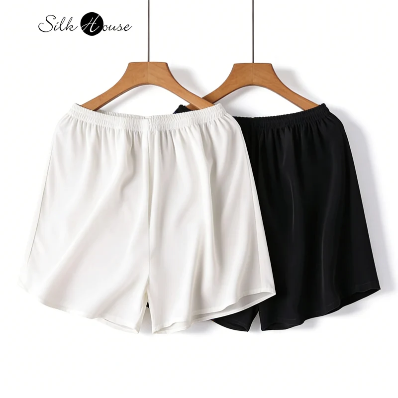 2026 Women's Fashion New Breathable Skin Friendly 100% Natural Mulberry Silk Crepe De Chine Solid Color Safety Pants Underpants