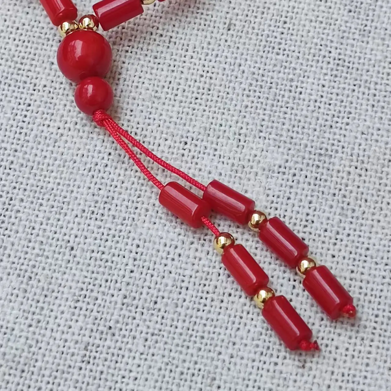 1pcs/lot Pure Natural Rare Precious Red Coral Beads Women's Bracelet Necklace Dual Use yellow metal jewelry folk-custom precious