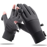 Winter Flip Open Two Finger Gloves Men Women Warm Touch Screen Gloves Outdoor Windproof Waterproof Cycling Skiing Fishing Gloves