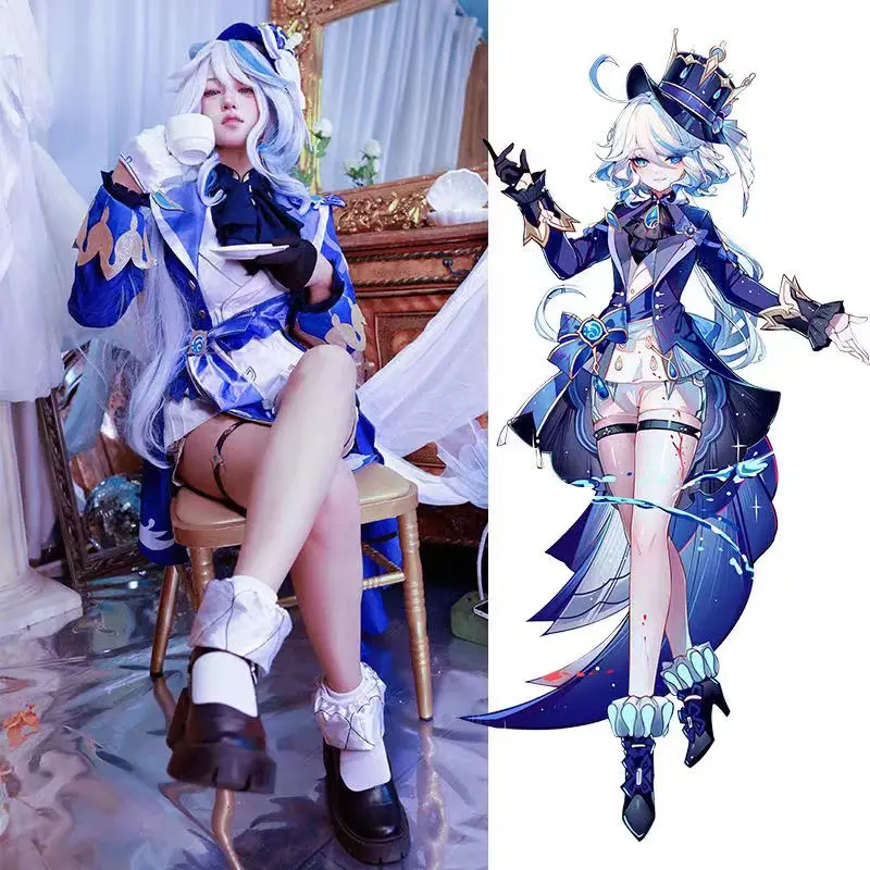 

Furina Focalors Genshin Impact Ousia Pneuma Furiina Hydro God Archon Cosplay CostumeFull Set Halloween wig